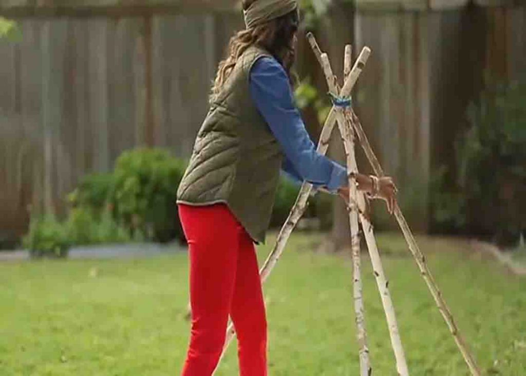 Fixing the frame of the DIY teepee tent