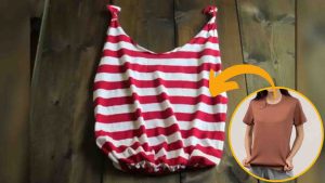 DIY No-Sew Tote Bag Using An Old T-Shirt