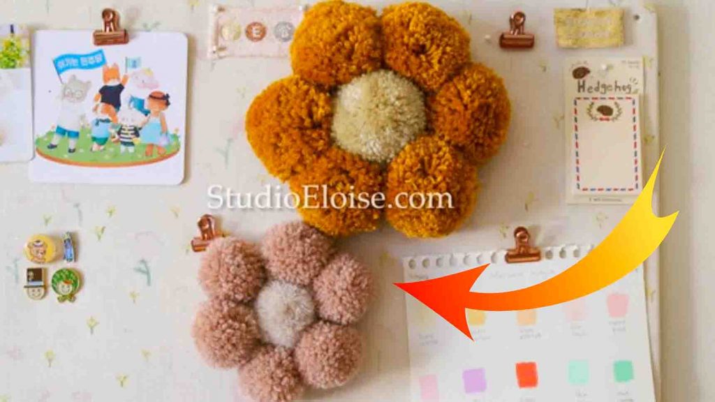 DIY Pom Pom Flower Wall Decor Tutorial