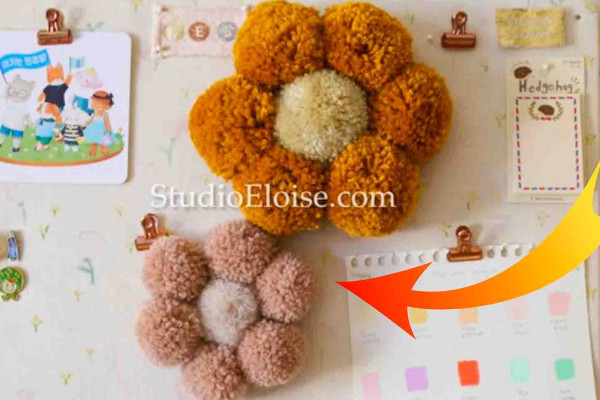 DIY Pom Pom Flower Wall Decor Tutorial