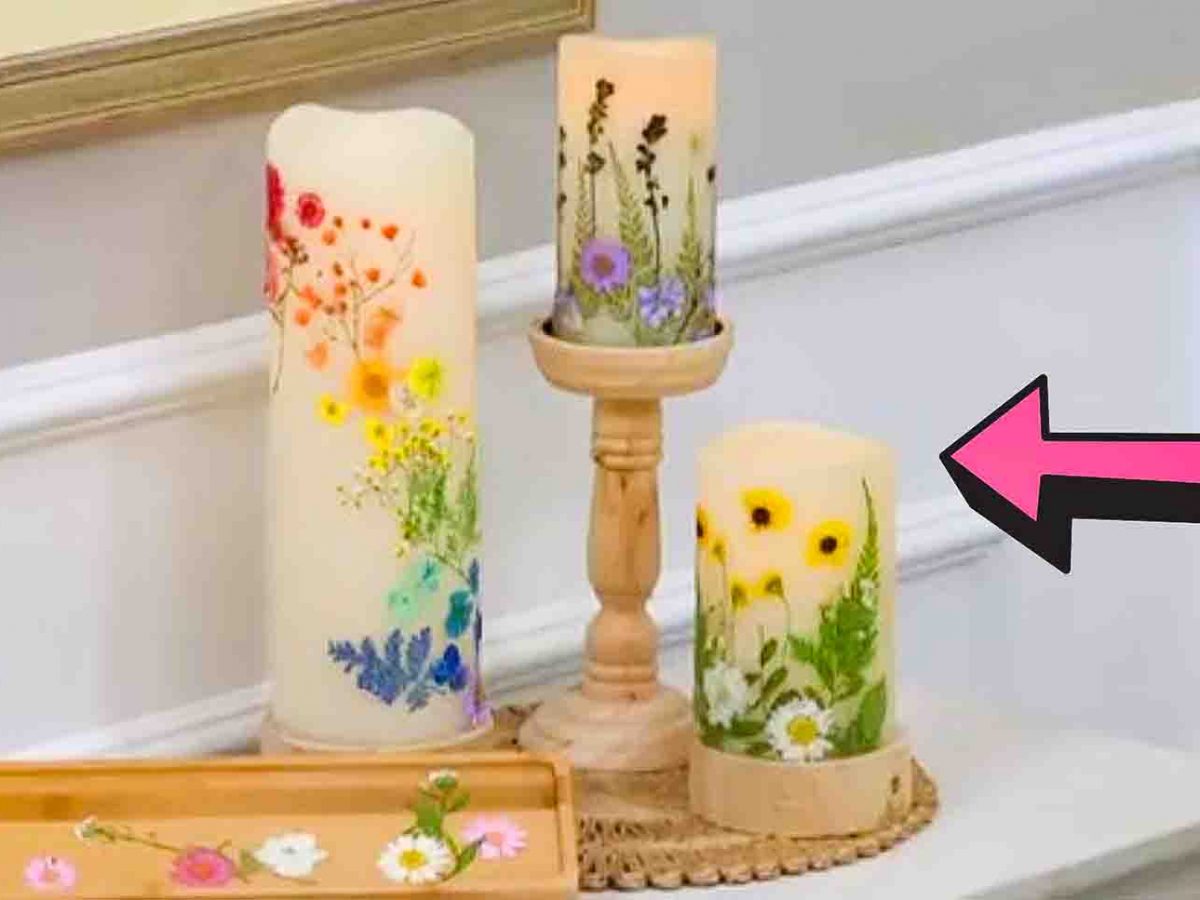 Pressed Flowers on Candles - I Try DIY