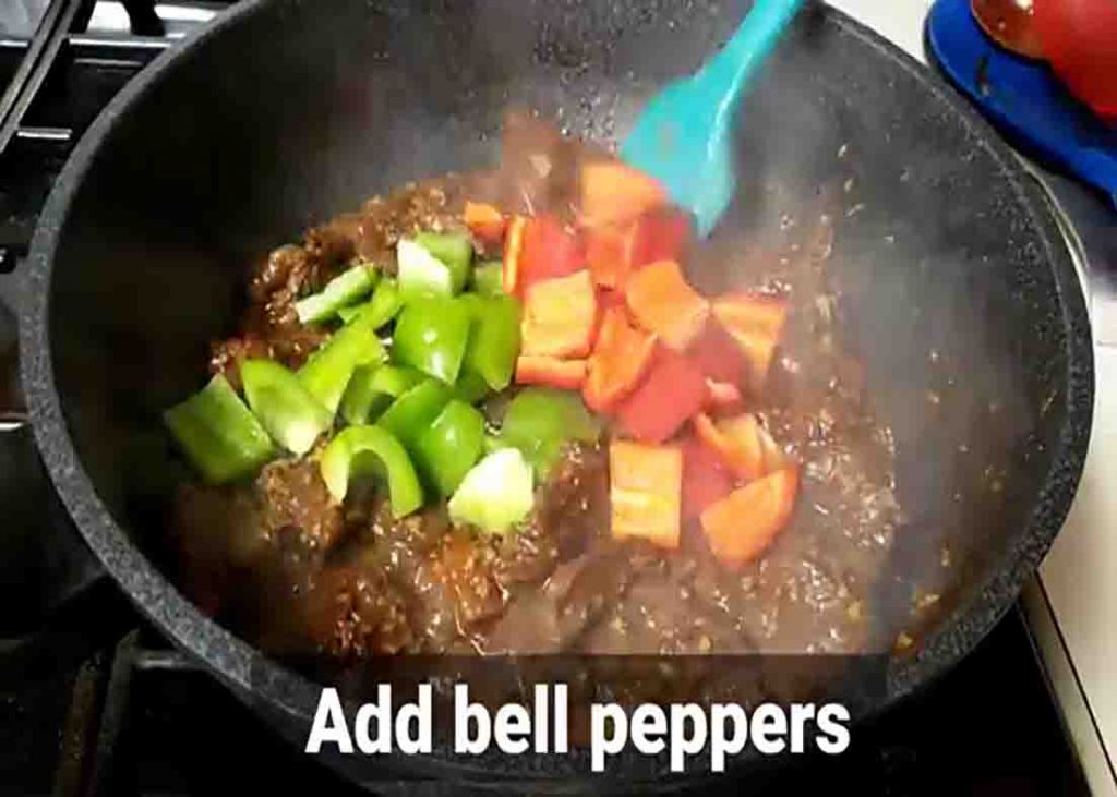 Cooking the braised beef cubes