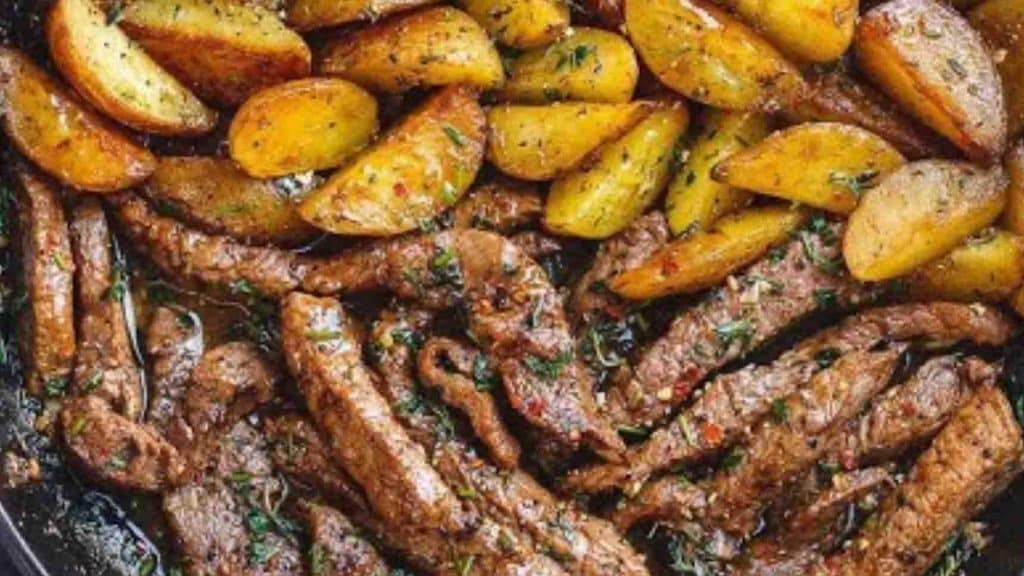 Garlic Butter Pork Bites and Potatoes Recipe