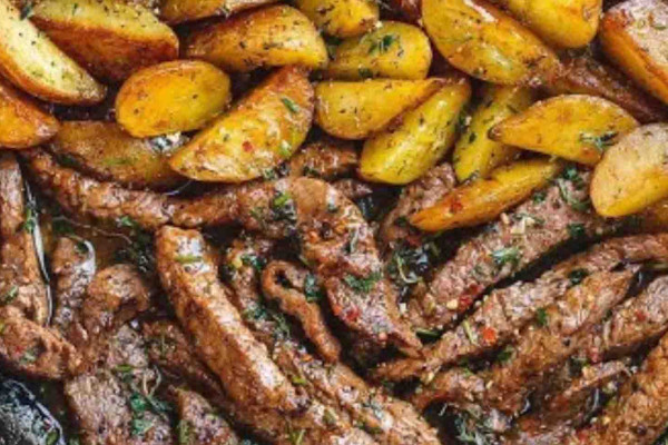 Garlic Butter Pork Bites and Potatoes Recipe