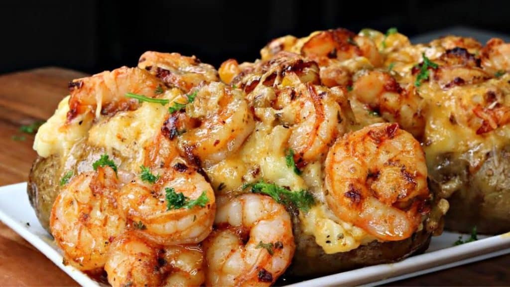 Cajun Shrimp Stuffed Loaded Baked Potato
