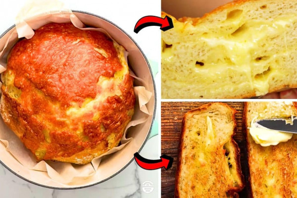 Easy No-Knead 5-Ingredient Cheese Bread Recipe