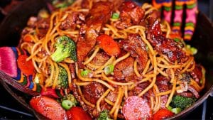 Easy Stir-Fried Steak & Vegetable Spaghetti Recipe