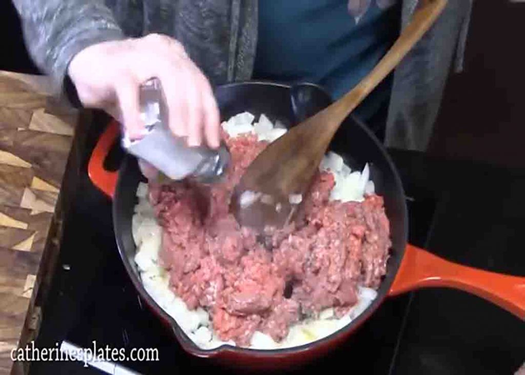 Making the ground beef filling for the enchiladas