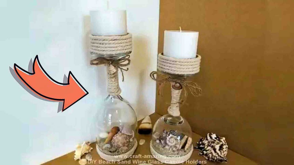 DIY Beach Sand Wine Glass Candle Holders Tutorial
