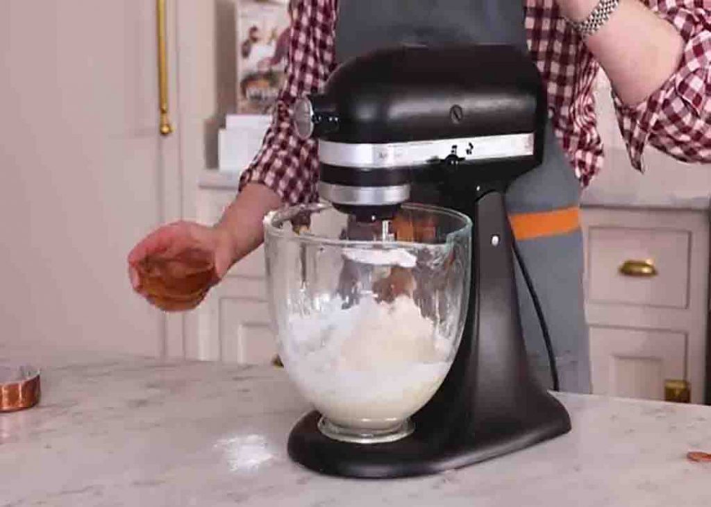 Mixing the dough for the breadsticks recipe