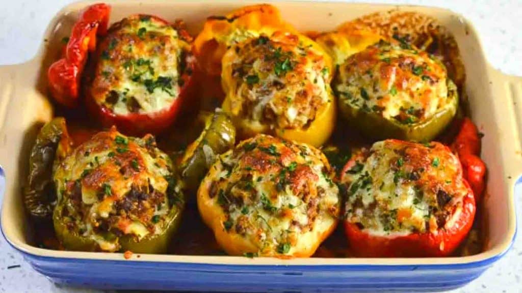 Stuffed Bell Peppers with Beef and Rice Recipe