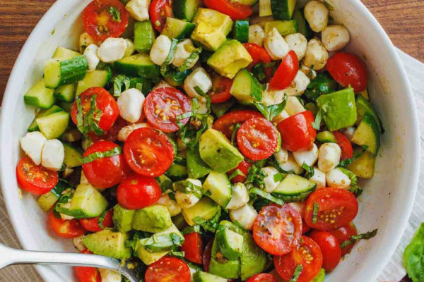 Tomato Cucumber Mozzarella Salad