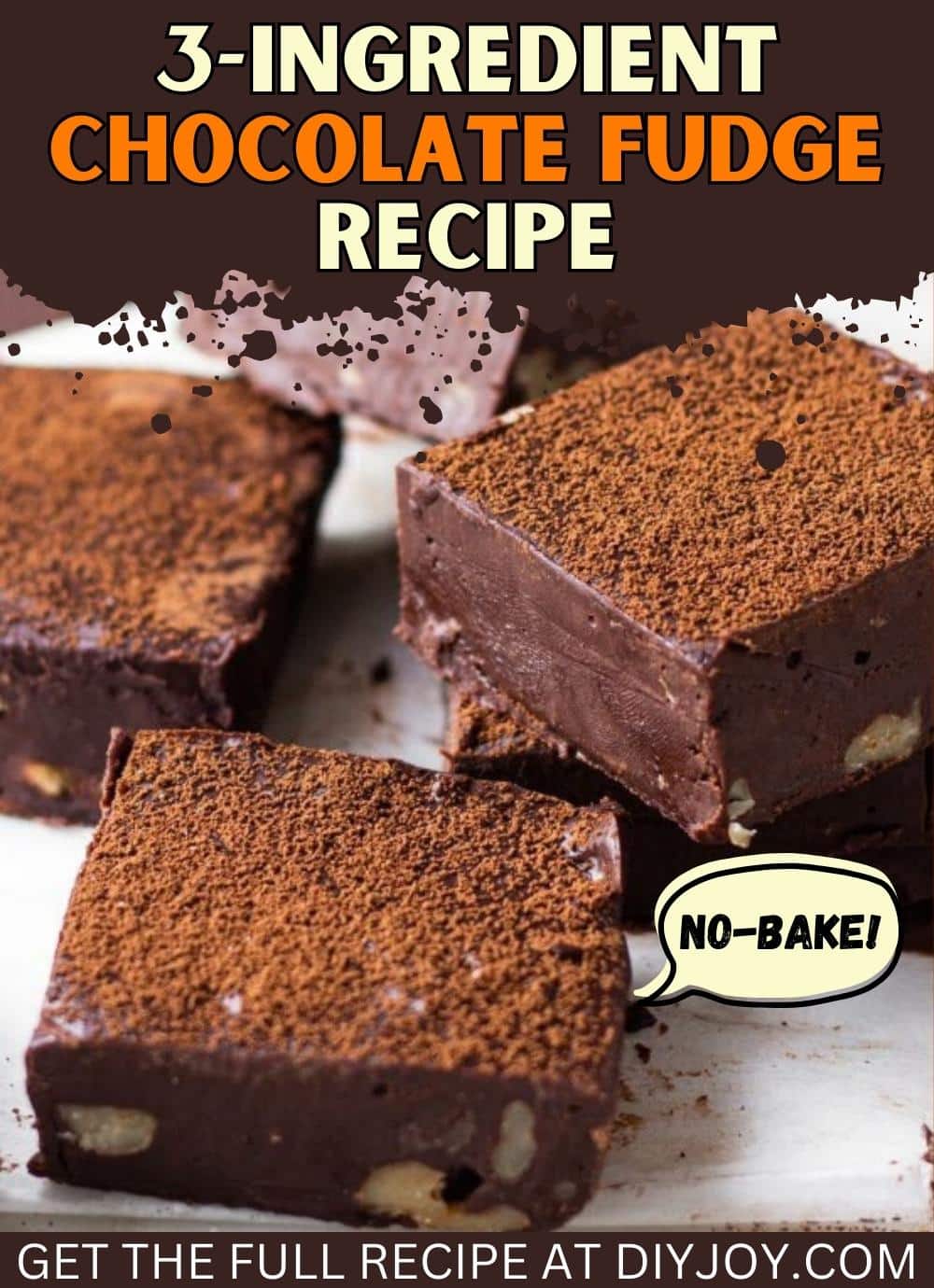 No-Bake 3-Ingredient Chocolate Fudge Recipe