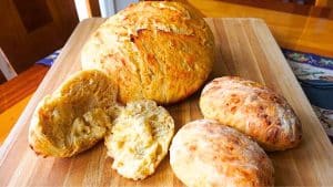 Easy 5-Ingredient No-Knead Cheese Bread & Rolls Recipe
