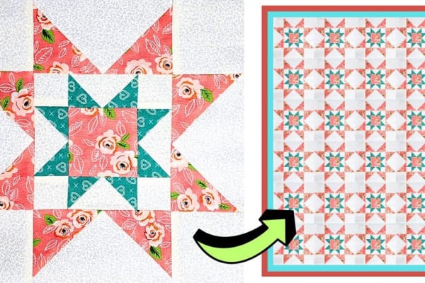 Easy Double Sawtooth Star Quilt Block Tutorial (with Free Pattern)
