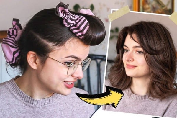 Easy Heatless DIY Overnight Blowout on Short Hair