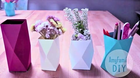 Super Easy 5-Minute Geometric Paper Vase Tutorial | DIY Joy Projects and Crafts Ideas