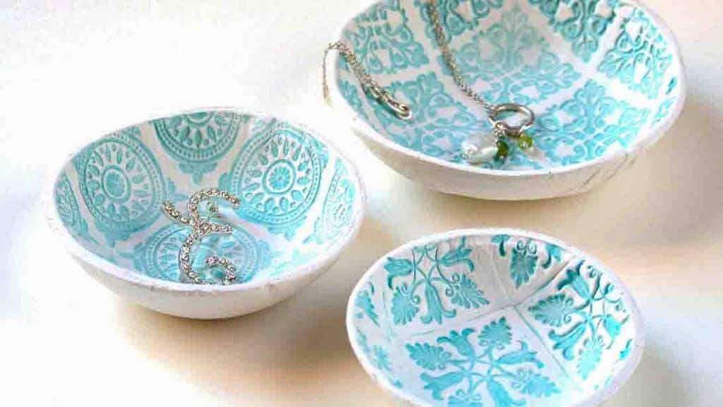 DIY Air-Dry Stamped Clay Bowls Tutorial