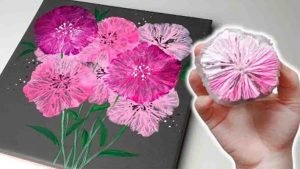How To Paint A Pink Bouquet Using Plastic Wrap