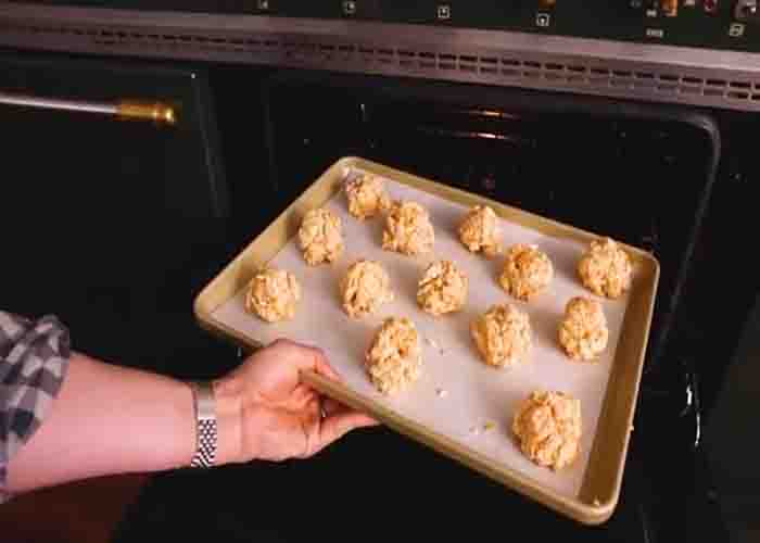 Baking the cheddar cheese biscuits