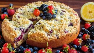 Easy Triple Berry Crumb Cake Recipe
