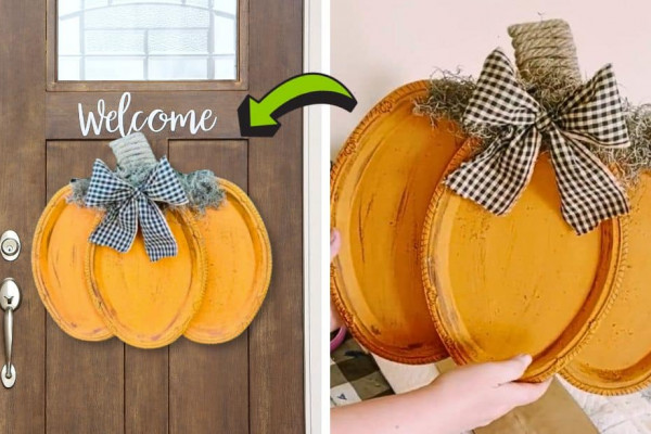 Cute Pumpkin Made Out of Dollar Tree Platters