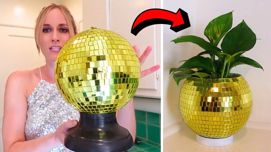 Easy DIY Dollar Tree Disco Ball Planter Tutorial | DIY Joy Projects and Crafts Ideas