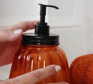 How To Make A Dollar Tree DIY Pumpkin Soap Jar   Easy Dollar Tree DIY Pumpkin Soap Jar Tutorial 300x270 