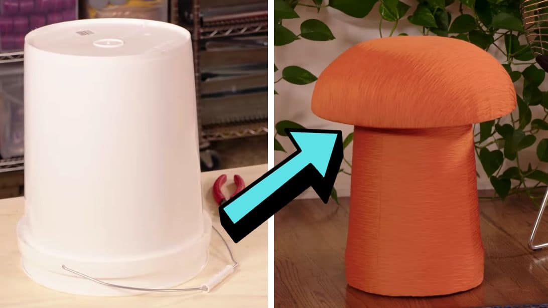 How to Upcycle a Plain Bucket Into a Mushroom Ottoman | DIY Joy Projects and Crafts Ideas