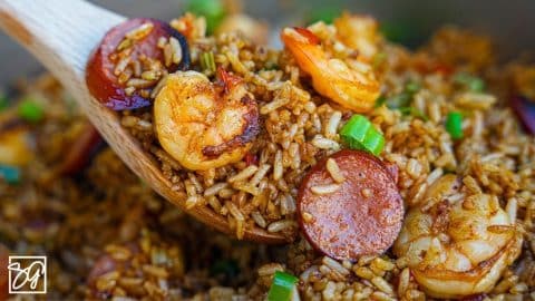 Loaded Cajun Shrimp and Sausage Fried Rice Recipe | DIY Joy Projects and Crafts Ideas