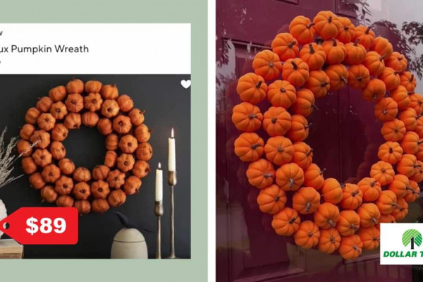Pottery Barn Pumpkin Wreath Dollar Tree Dupe