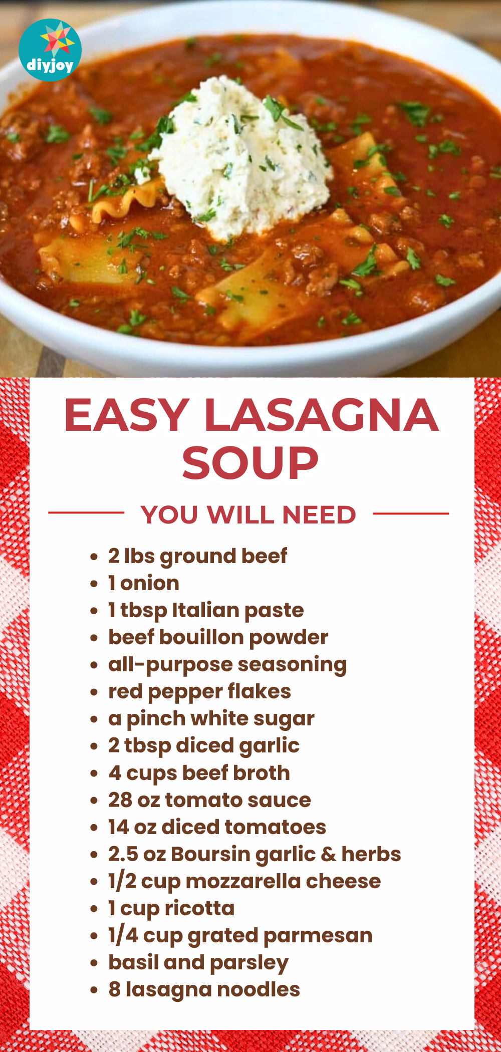 Easy Lasagna Soup