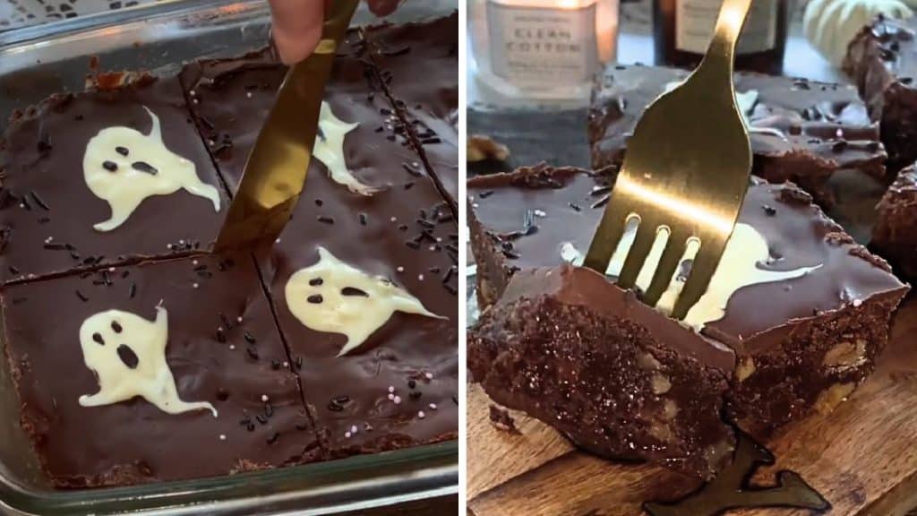 Easy Spooky Ghost Walnut Brownies Recipe