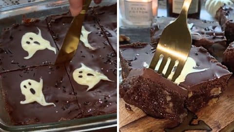 Easy Spooky Ghost Walnut Brownies Recipe | DIY Joy Projects and Crafts Ideas