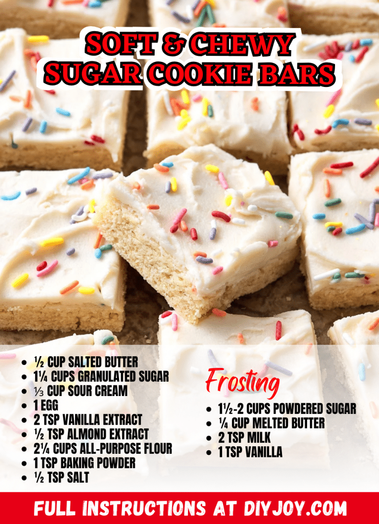 Easy To Make Soft Chewy Sugar Cookie Bars Diy Joy