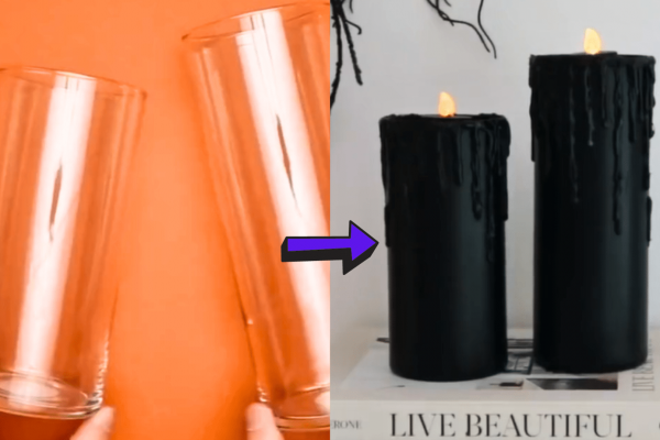 Last Minute Candle Halloween Decor On a Budget
