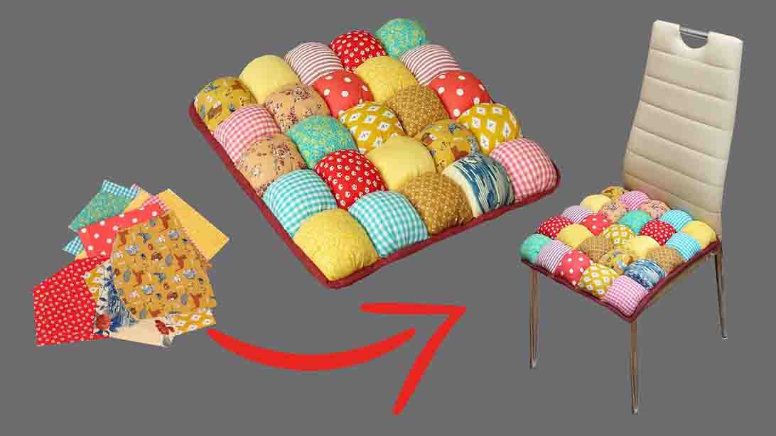 DIY Easy Chair Cushion with Fabric Scraps Tutorial | DIY Joy Projects and Crafts Ideas