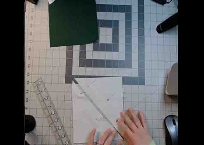 Making the half square triangles for the turnstile quilt block