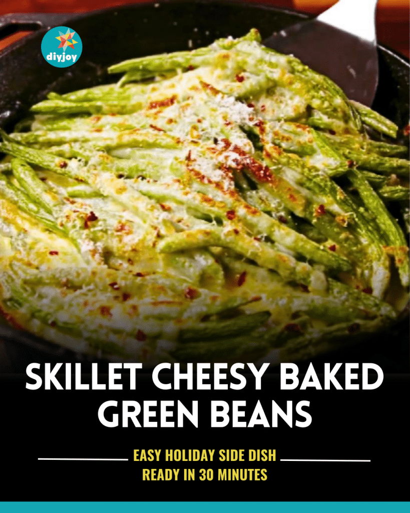 Easy Skillet Cheesy Baked Green Beans Recipe - DIY Joy