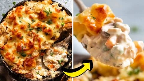 Easy Skillet Cheesy Turkey Pot Pie Recipe | DIY Joy Projects and Crafts Ideas