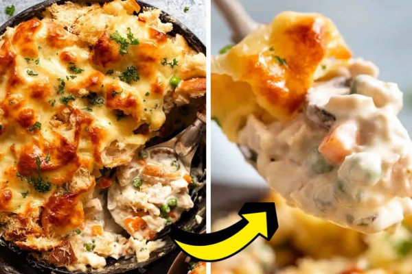 Easy Skillet Cheesy Turkey Pot Pie Recipe