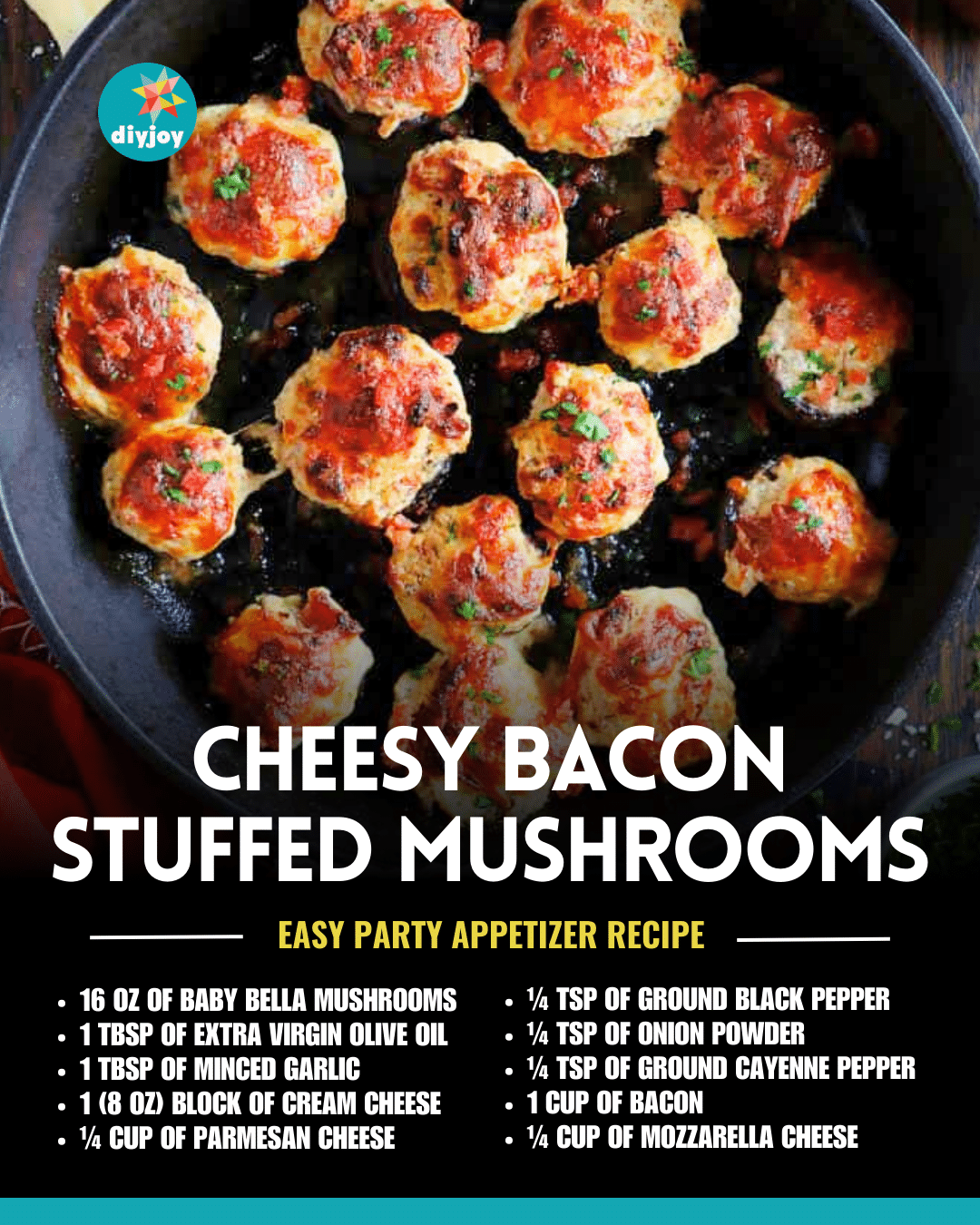 Easy To Make Cheesy Bacon Stuffed Mushrooms