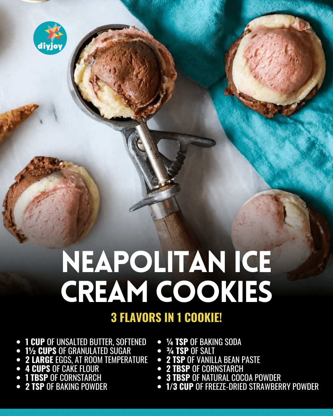 Easy Neapolitan Ice Cream Cookies Recipe