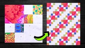 Easy-to-Sew Hard Candy Scraps Quilt Block