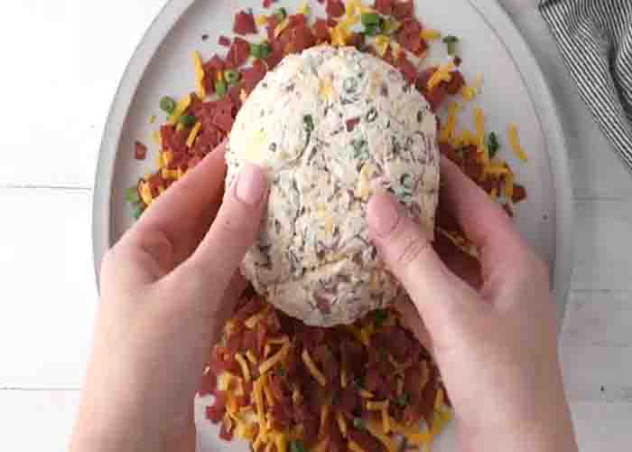 Making the dried beef cheese ball