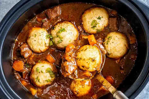 Slow Cooker Beef Stew and Dumplings Recipe