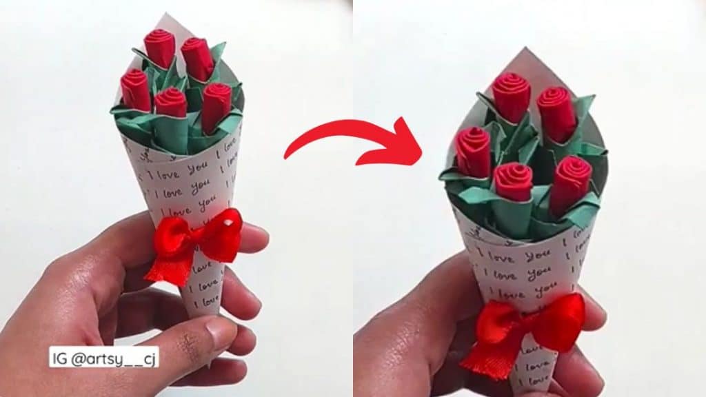 DIY Paper Rose Bouquet For Valentine's Day