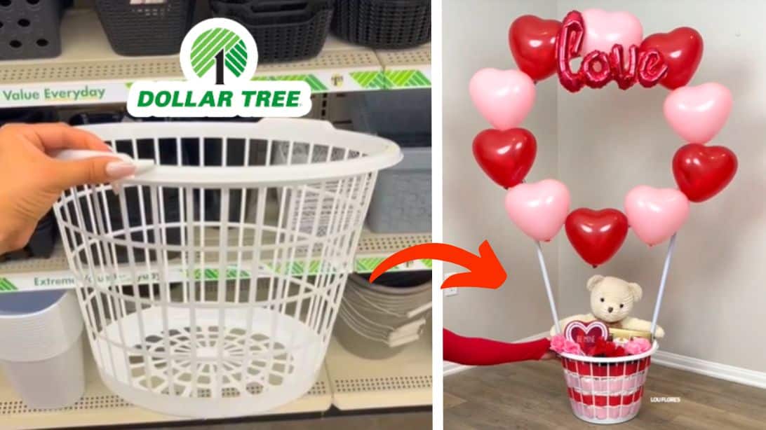 Dollar Tree Valentine's Day Basket DIY