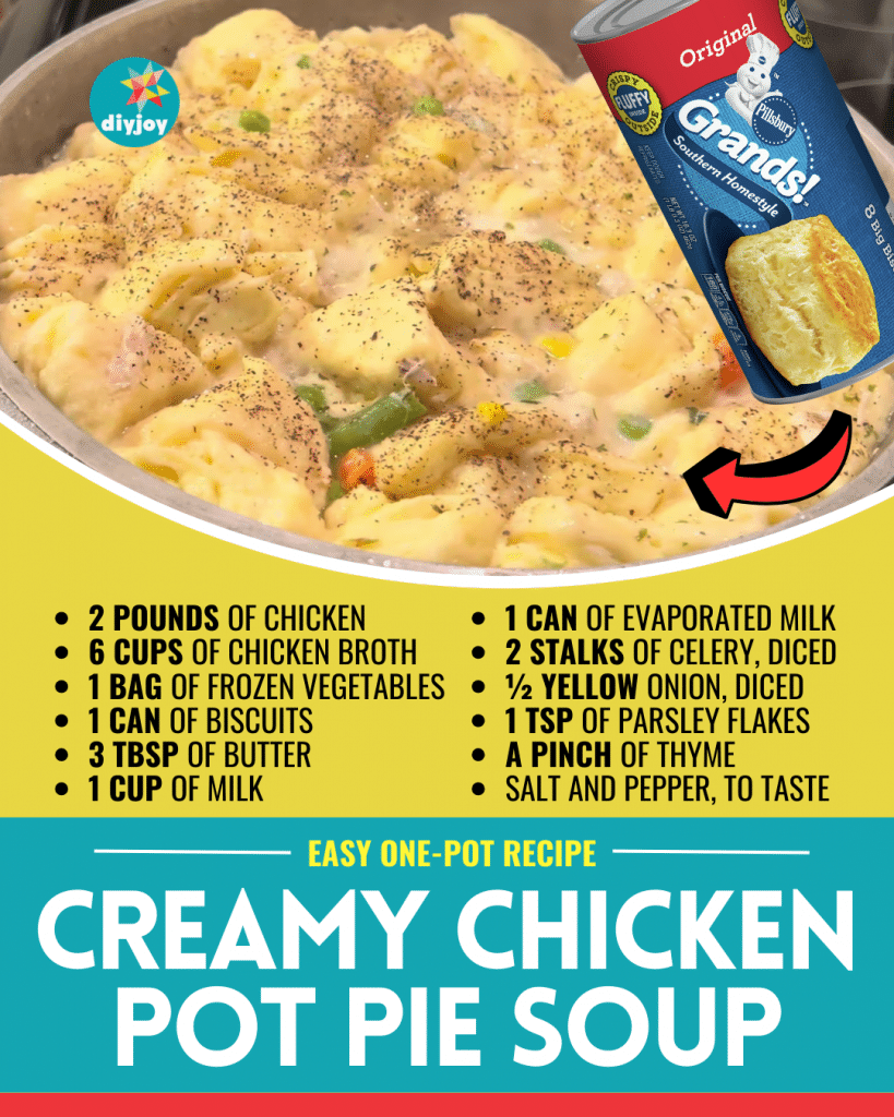 Easy-to-Make Creamy Chicken Pot Pie Soup - DIY Joy