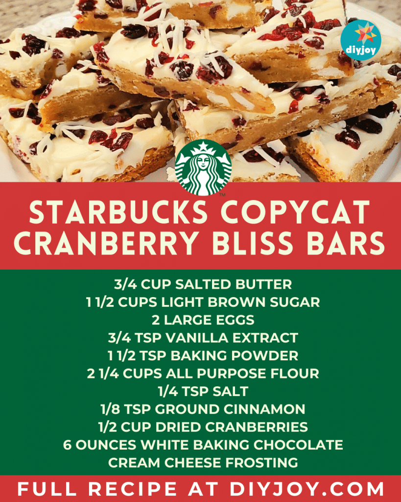 Starbucks Copycat Cranberry Bliss Bars